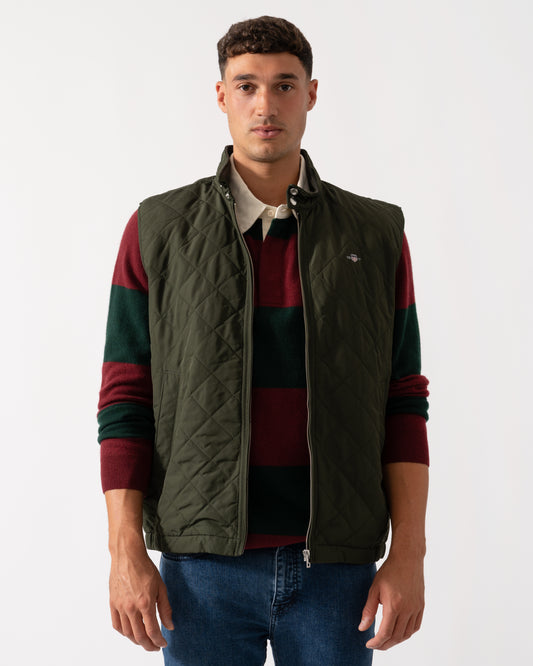 GANT Mens Quilted Windcheater Vest - 368 Dark Moss Green