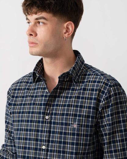 GANT Mens Regular Fit Archive Poplin Check Shirt - 969 Indigo