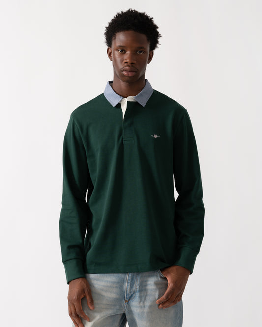 GANT Mens Regular Fit Chambray Heavy Rugger - 374 Tartan Green