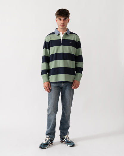 GANT Mens Regular Fit Chambray Stripe Heavy Rugger - 308 Surplus Mint full length