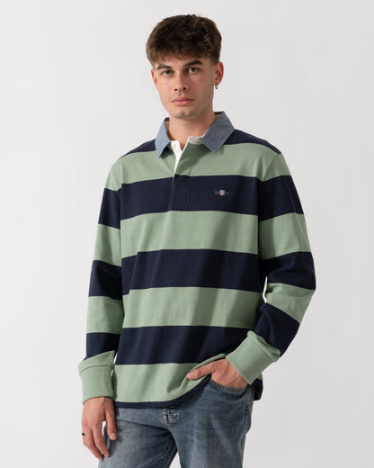 GANT Mens Regular Fit Chambray Stripe Heavy Rugger - 308 Surplus Mint front