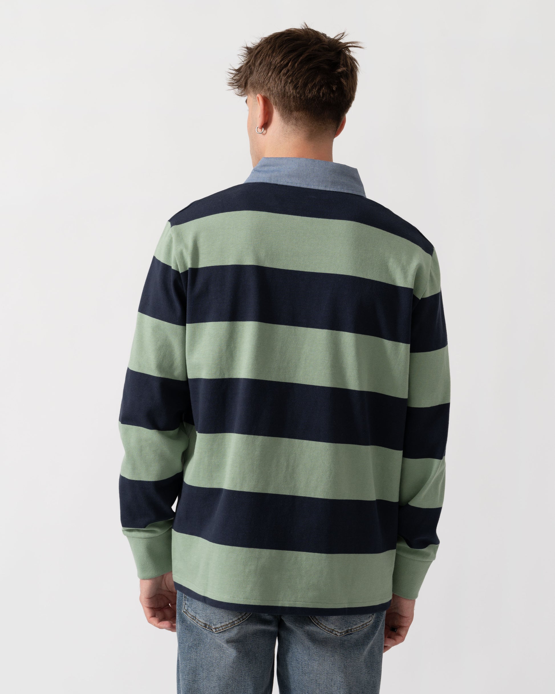 GANT Mens Regular Fit Chambray Stripe Heavy Rugger - 308 Surplus Mint back