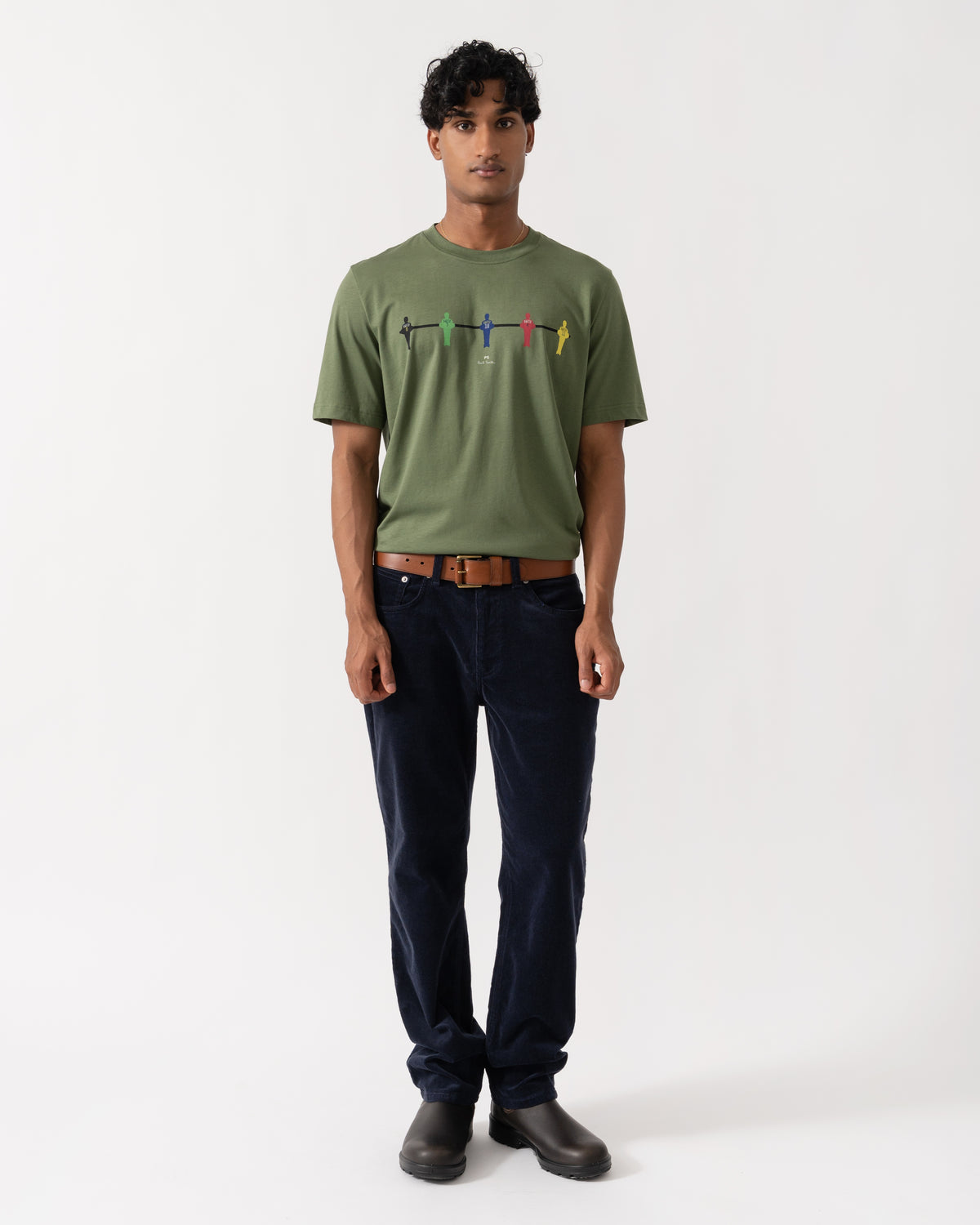 Man wearing GANT Mens Regular Fit Cord Jeans - 433 Evening Blue
