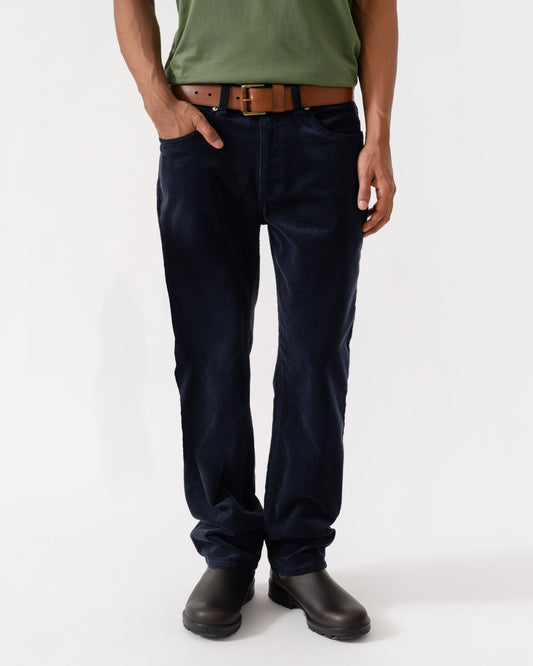 Front of GANT Mens Regular Fit Cord Jeans - 433 Evening Blue