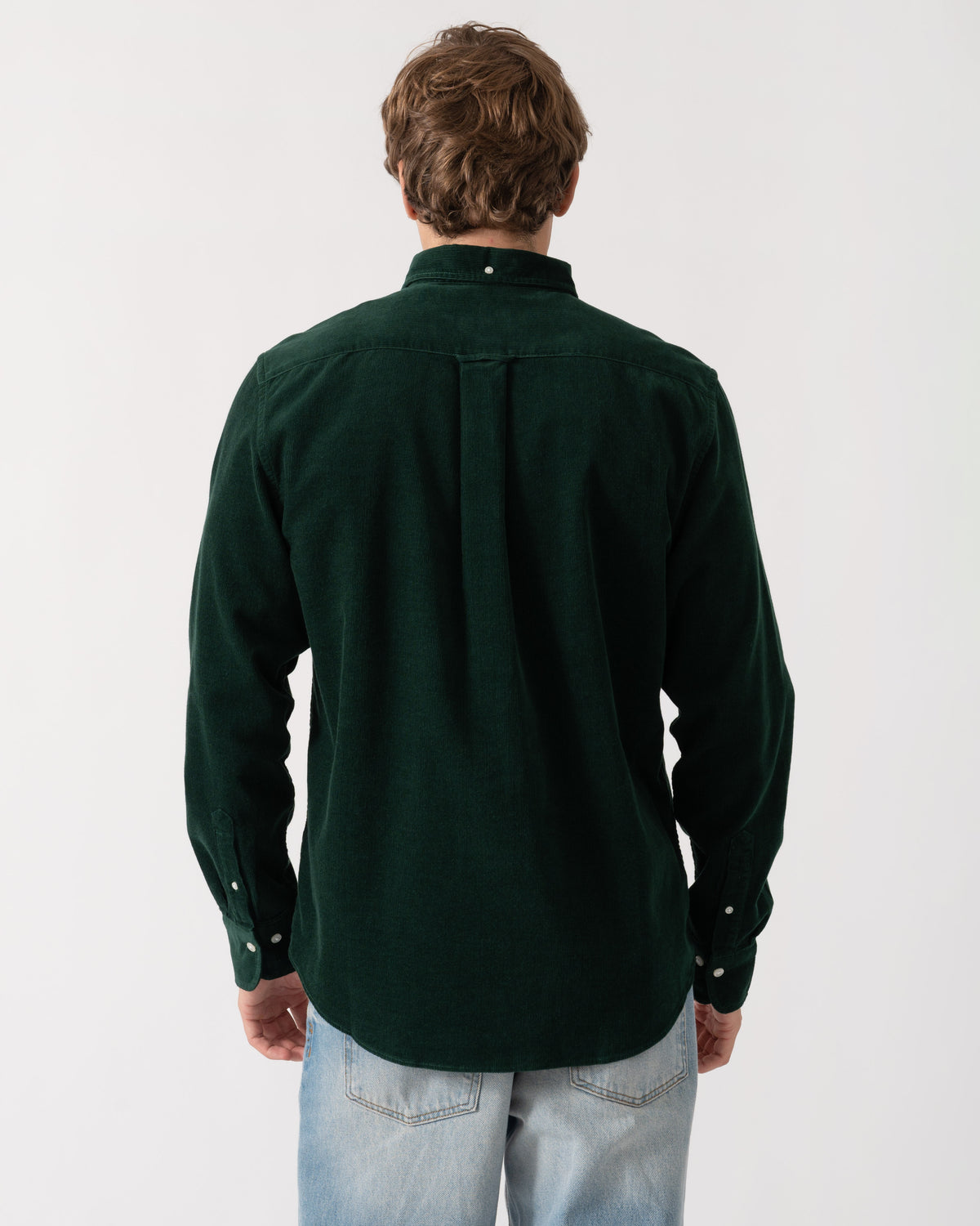 Back of GANT Mens Regular Fit Corduroy Shirt - 374 Tartan Green