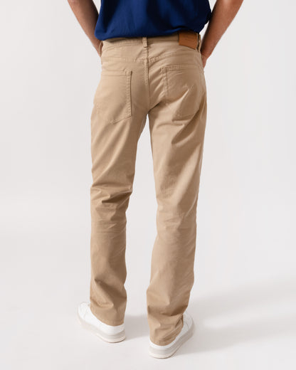 model wearing GANT Mens Regular Fit Desert Jeans - 248 Dark Khaki back