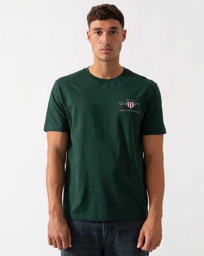 GANT Mens Regular Fit Embroidered Archive Shield T-Shirt - 374 Tartan Green