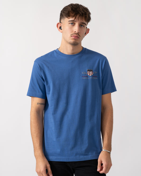 GANT Mens Regular Fit Embroidered Archive Shield T-Shirt - 407 Rich Blue