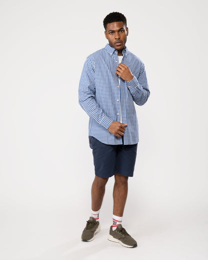 GANT Mens Regular Fit Long Sleeve Poplin Gingham Shirt - 436 College Blue