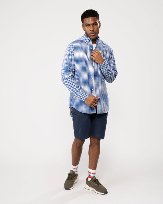 GANT Mens Regular Fit Long Sleeve Poplin Gingham Shirt - 436 College Blue