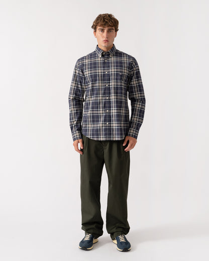 GANT Mens Regular Fit Poplin Check Shirt - 251 Mist Taupe | CHO | Designer Mens Long Sleeve Shirts