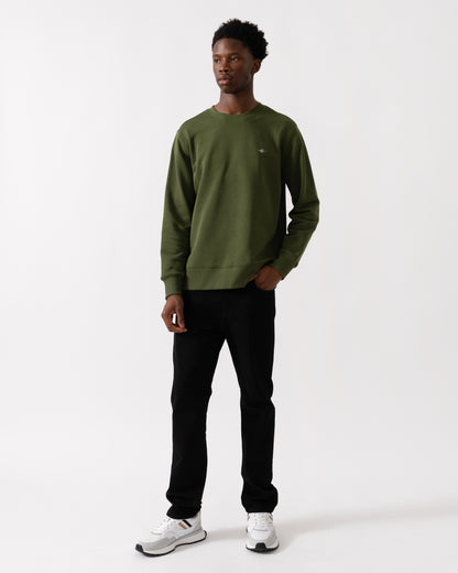 GANT Mens Regular Fit Shield Logo Crew Neck Sweatshirt - 360 Country Green