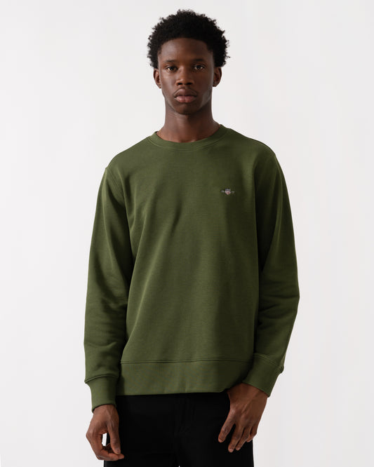 GANT Mens Regular Fit Shield Logo Crew Neck Sweatshirt - 360 Country Green