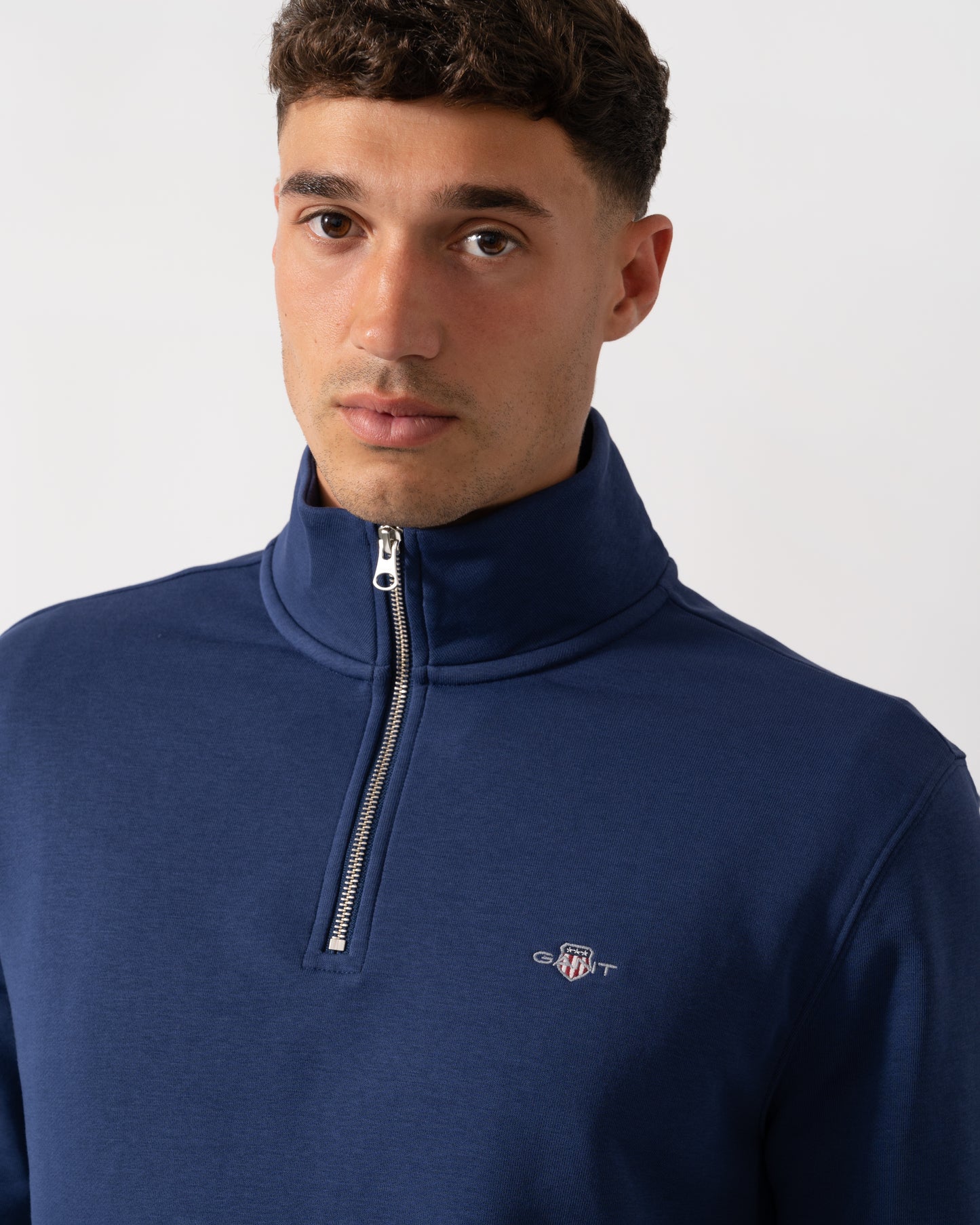 GANT Mens Regular Fit Shield Logo Half Zip Sweatshirt - 423 Persian Blue