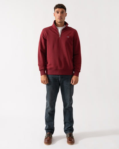 GANT Mens Regular Fit Shield Logo Half Zip Sweatshirt - 604 Plumped Red