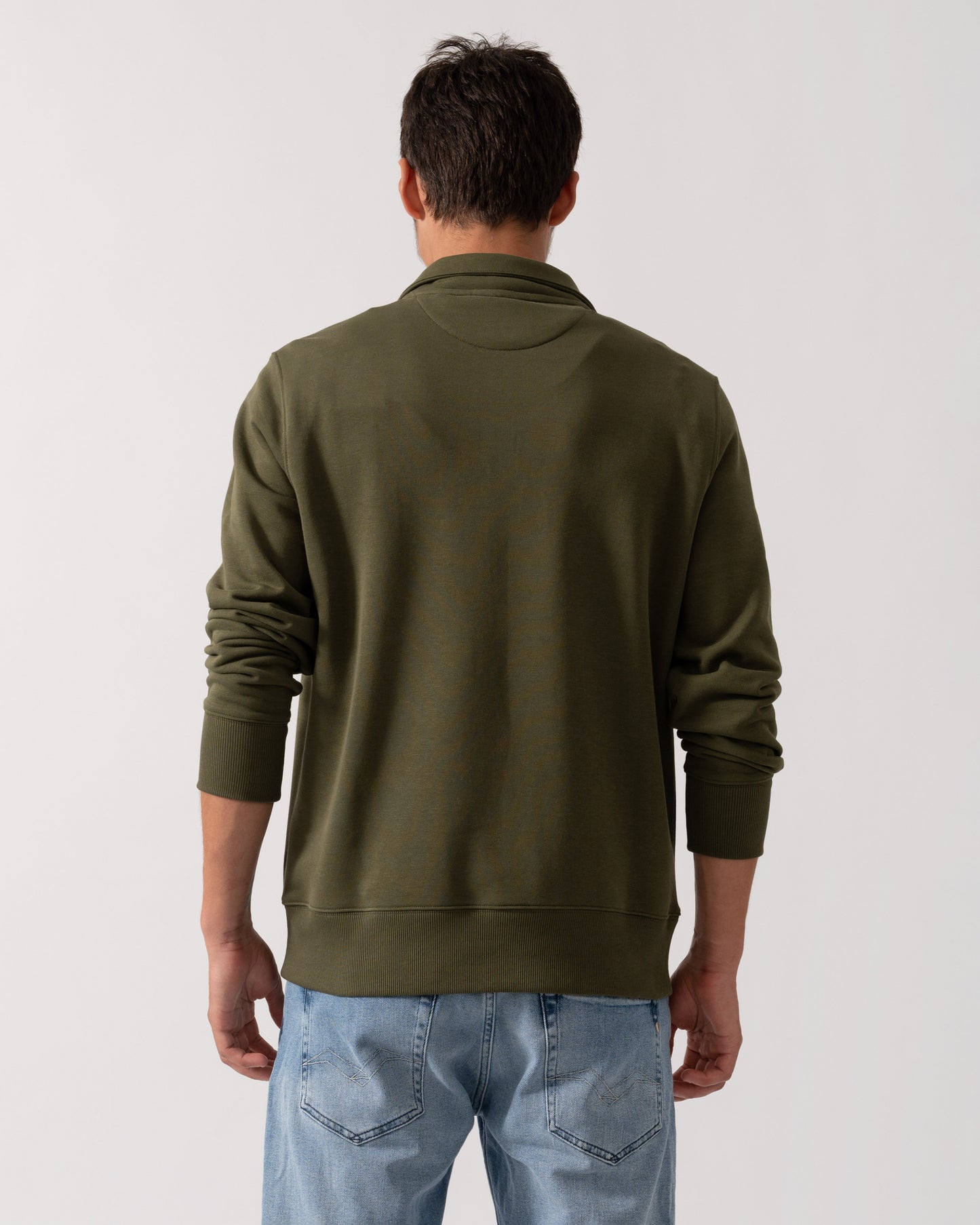 GANT Mens Regular Fit Shield Logo Half Zip Sweatshirt - 303 Moss Green