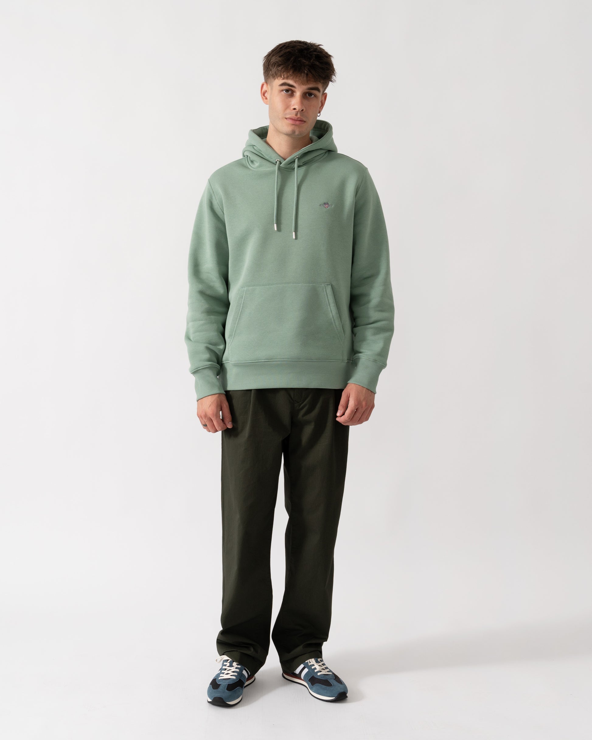 GANT Mens Regular Fit Shield Logo Pullover Hoodie - 308 Surplus Mint full length