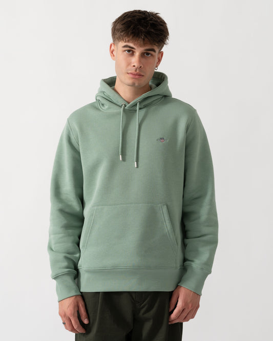 GANT Mens Regular Fit Shield Logo Pullover Hoodie - 308 Surplus Mint front