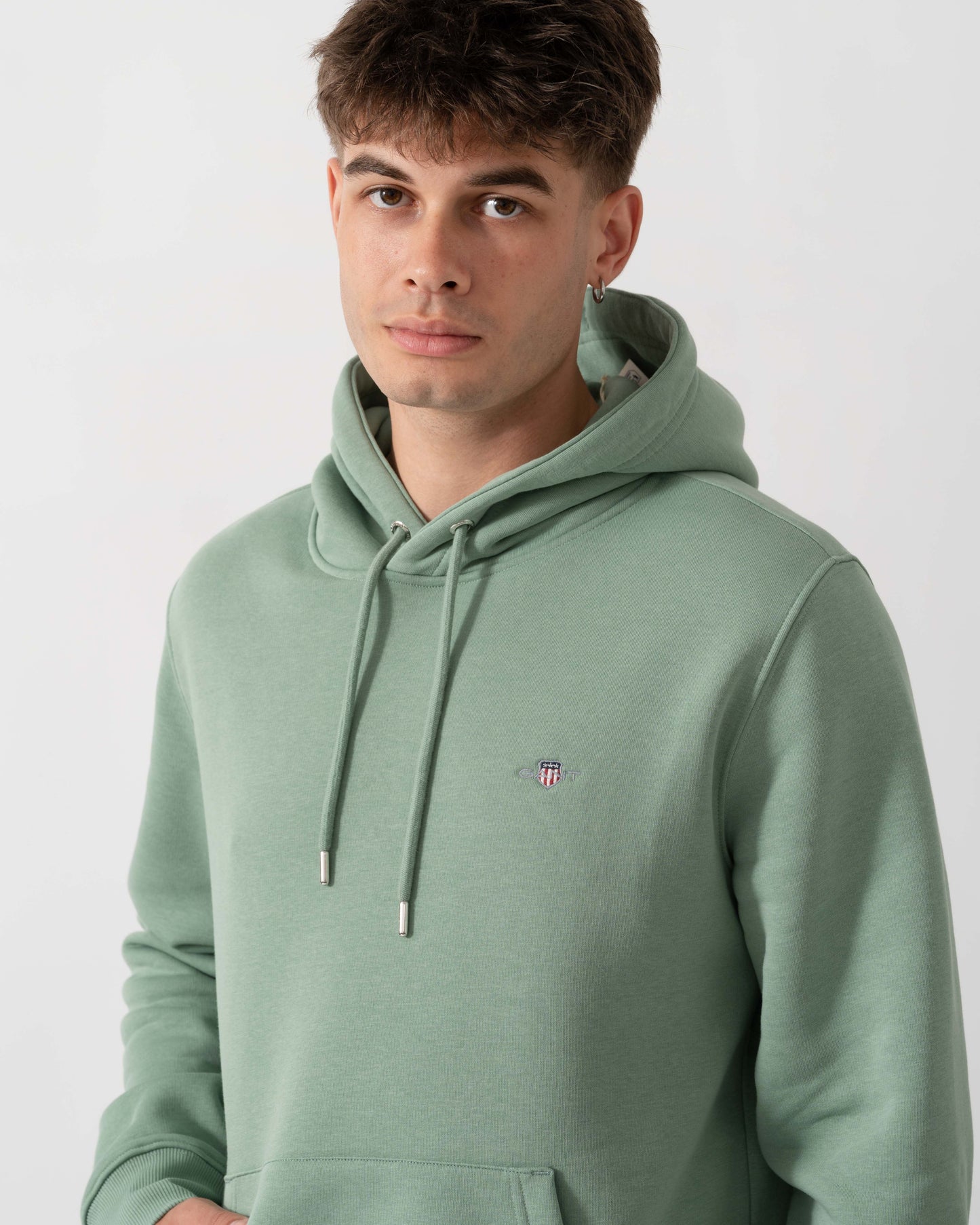 GANT Mens Regular Fit Shield Logo Pullover Hoodie - 308 Surplus Mint logo