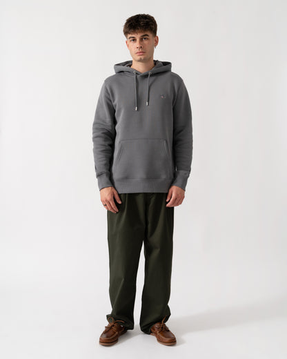 GANT Mens Regular Fit Shield Logo Pullover Hoodie - 38 Mid Grey full length