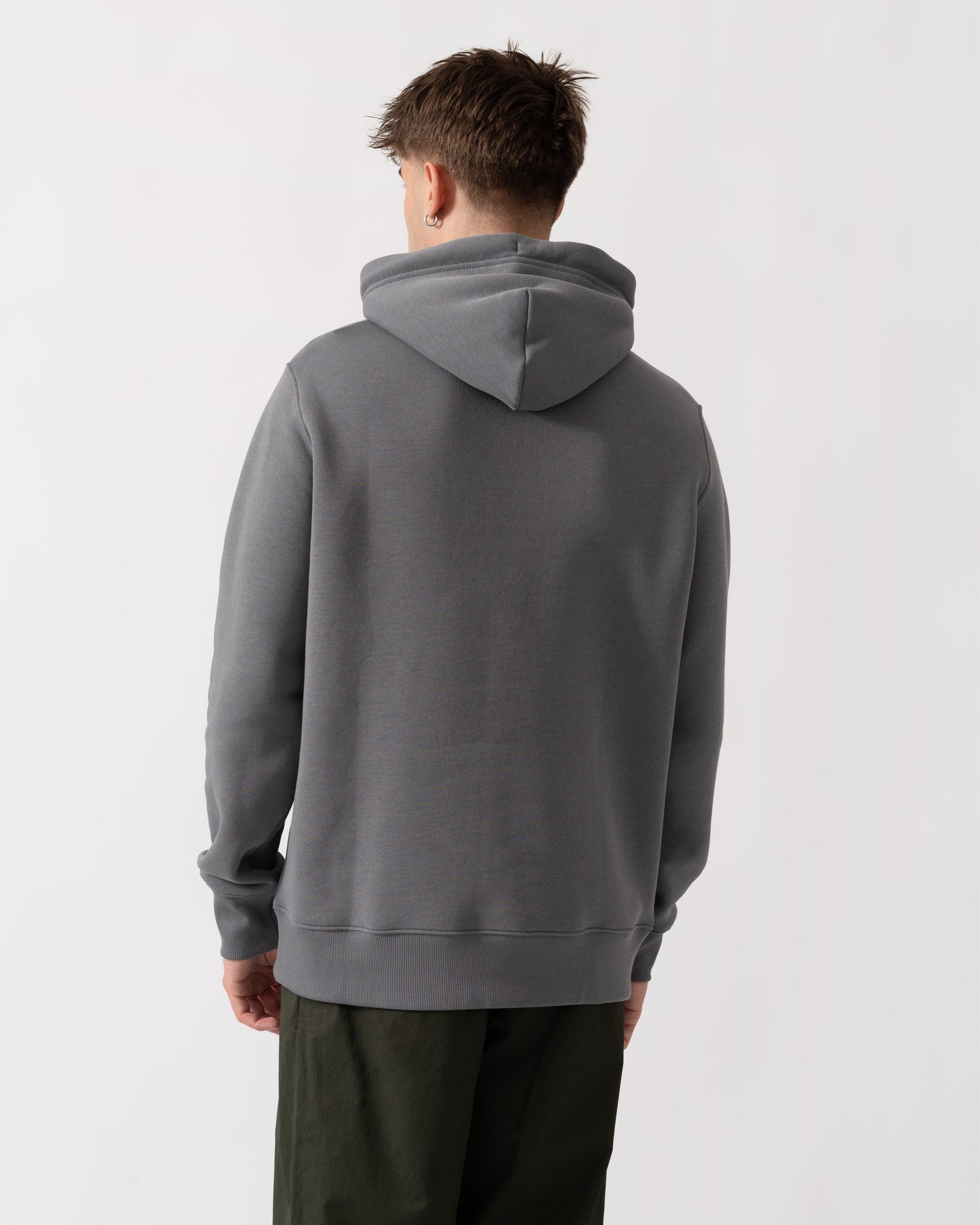 GANT Mens Regular Fit Shield Logo Pullover Hoodie - 38 Mid Grey back