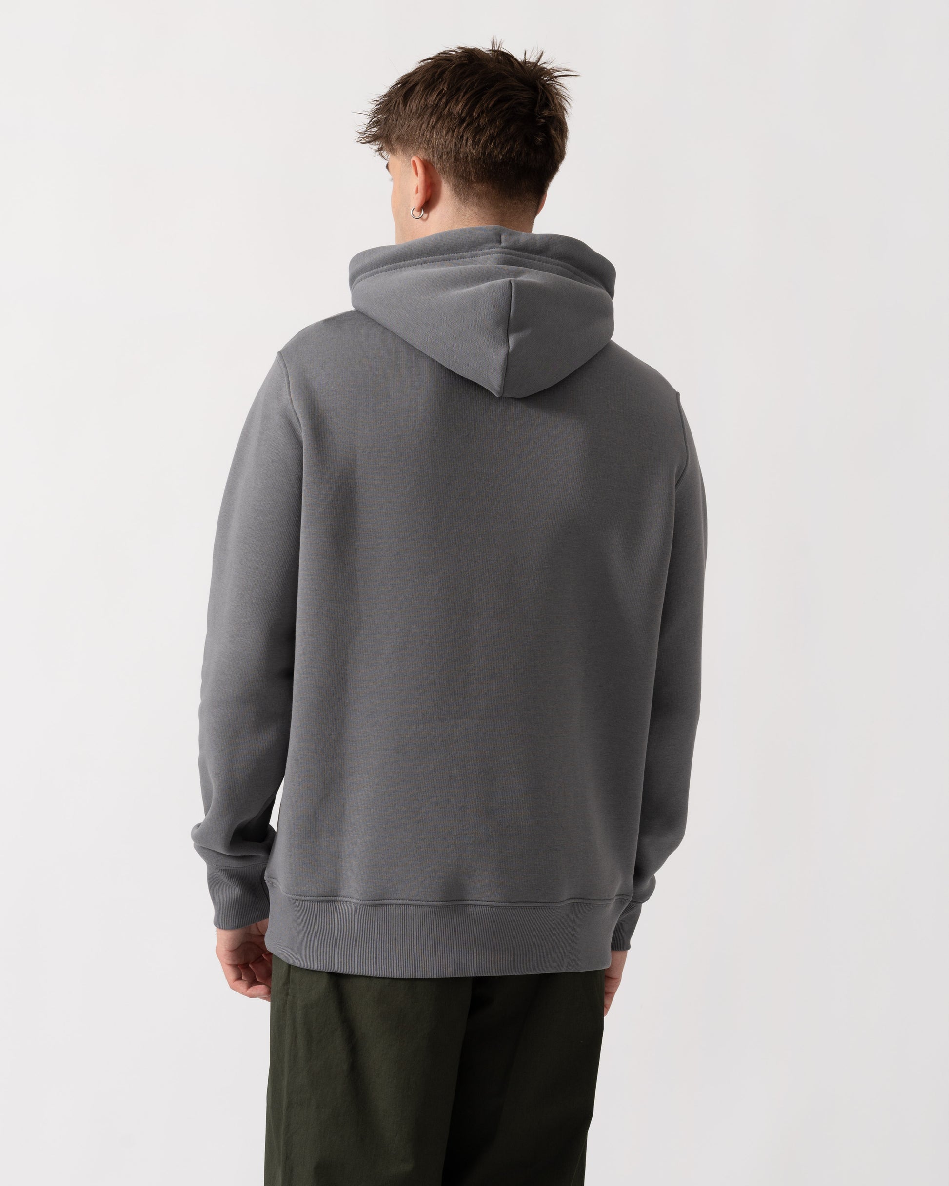 GANT Mens Regular Fit Shield Logo Pullover Hoodie - 38 Mid Grey back