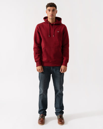GANT Mens Regular Fit Shield Logo Pullover Hoodie - 604 Plumped Red