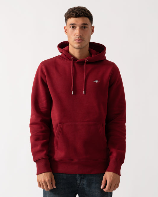 GANT Mens Regular Fit Shield Logo Pullover Hoodie - 604 Plumped Red