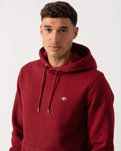 GANT Mens Regular Fit Shield Logo Pullover Hoodie - 604 Plumped Red
