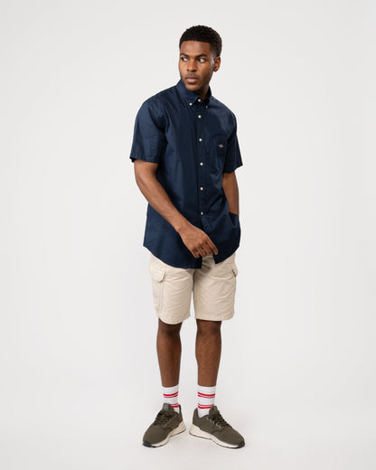 GANT Mens Regular Fit Short Sleeve Poplin Shirt - 410 Marine
