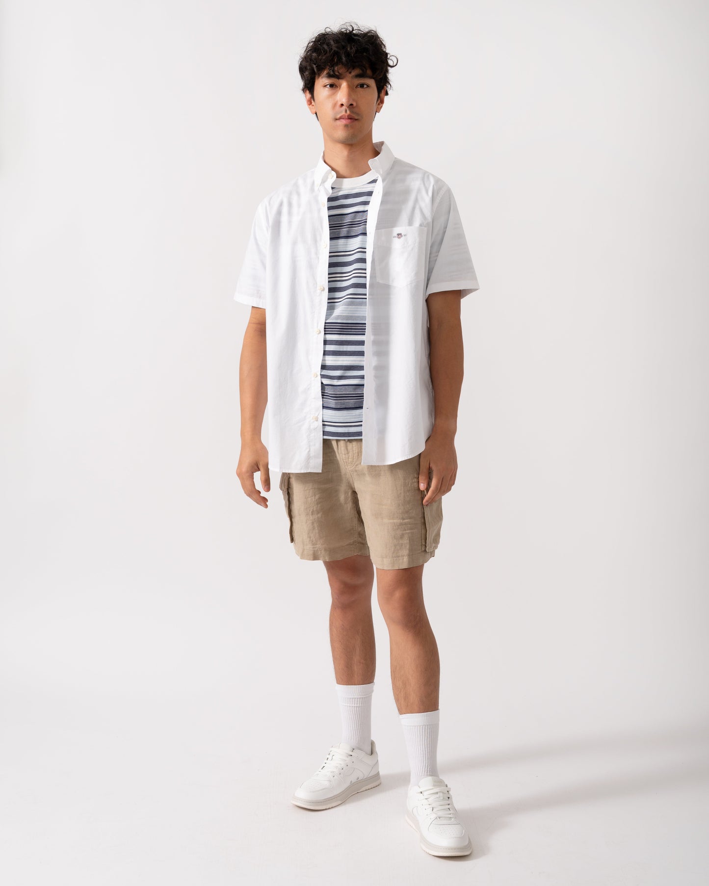GANT Mens Regular Fit Short Sleeve Poplin Shirt - 110 White