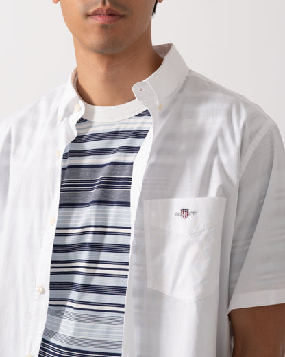 GANT Mens Regular Fit Short Sleeve Poplin Shirt - 110 White