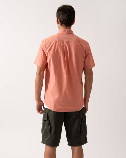GANT Mens Regular Fit Short Sleeve Poplin Shirt - 845 Deep Orange