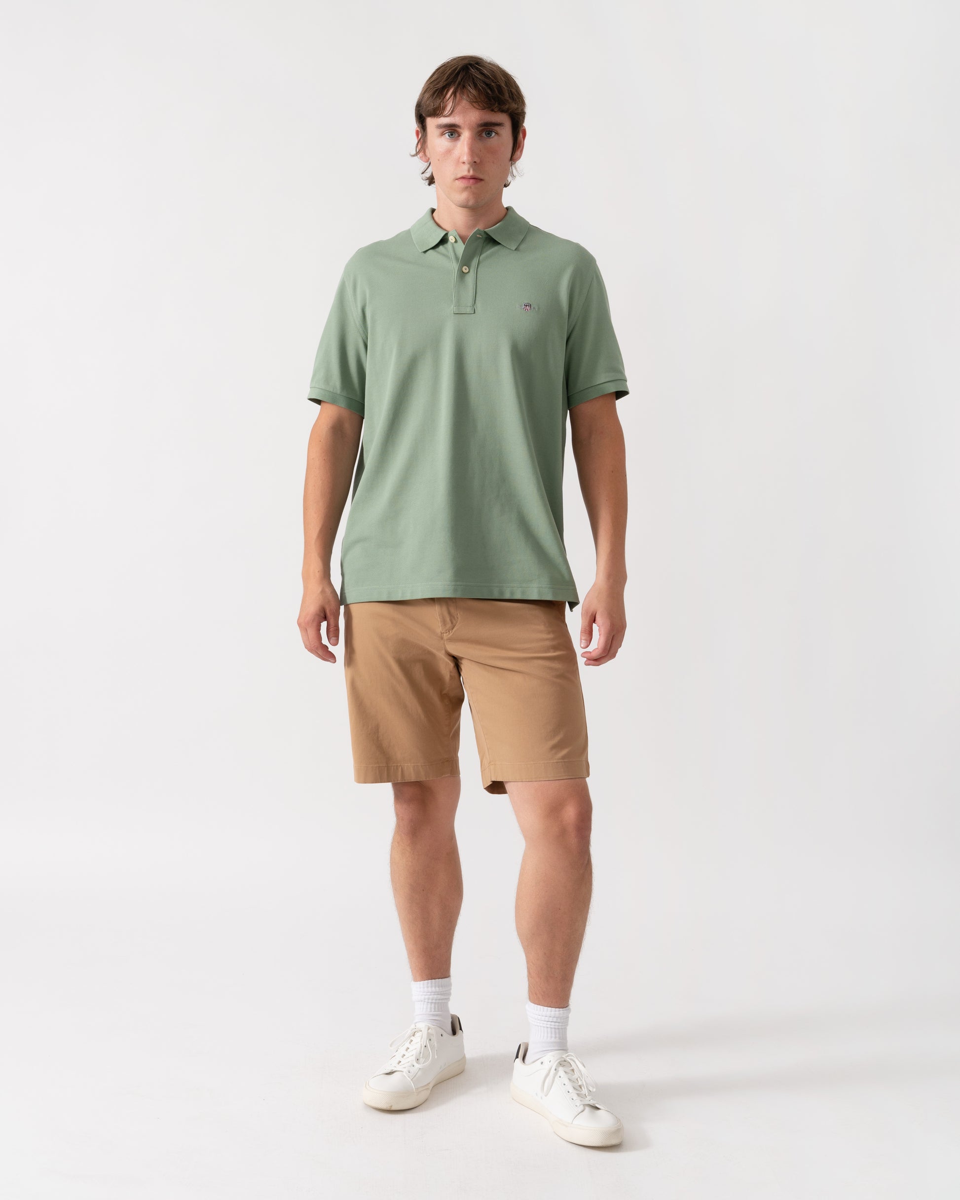 GANT Mens Regular Fit Short Sleeve Shield Logo Pique Polo - 308 Surplus Mint