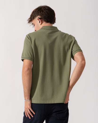 GANT Mens Regular Fit Short Sleeve Shield Logo Pique Polo - 379 Dry Herb Green