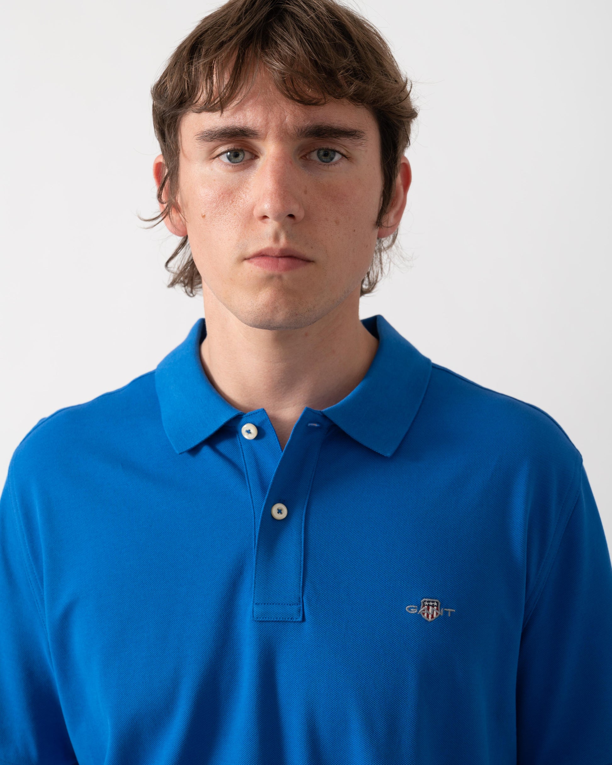 GANT Mens Regular Fit Short Sleeve Shield Logo Pique Polo - 422 Nautical Blue