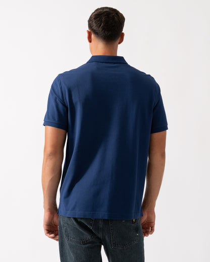 GANT Mens Regular Fit Short Sleeve Shield Logo Pique Polo - 423 Persian Blue