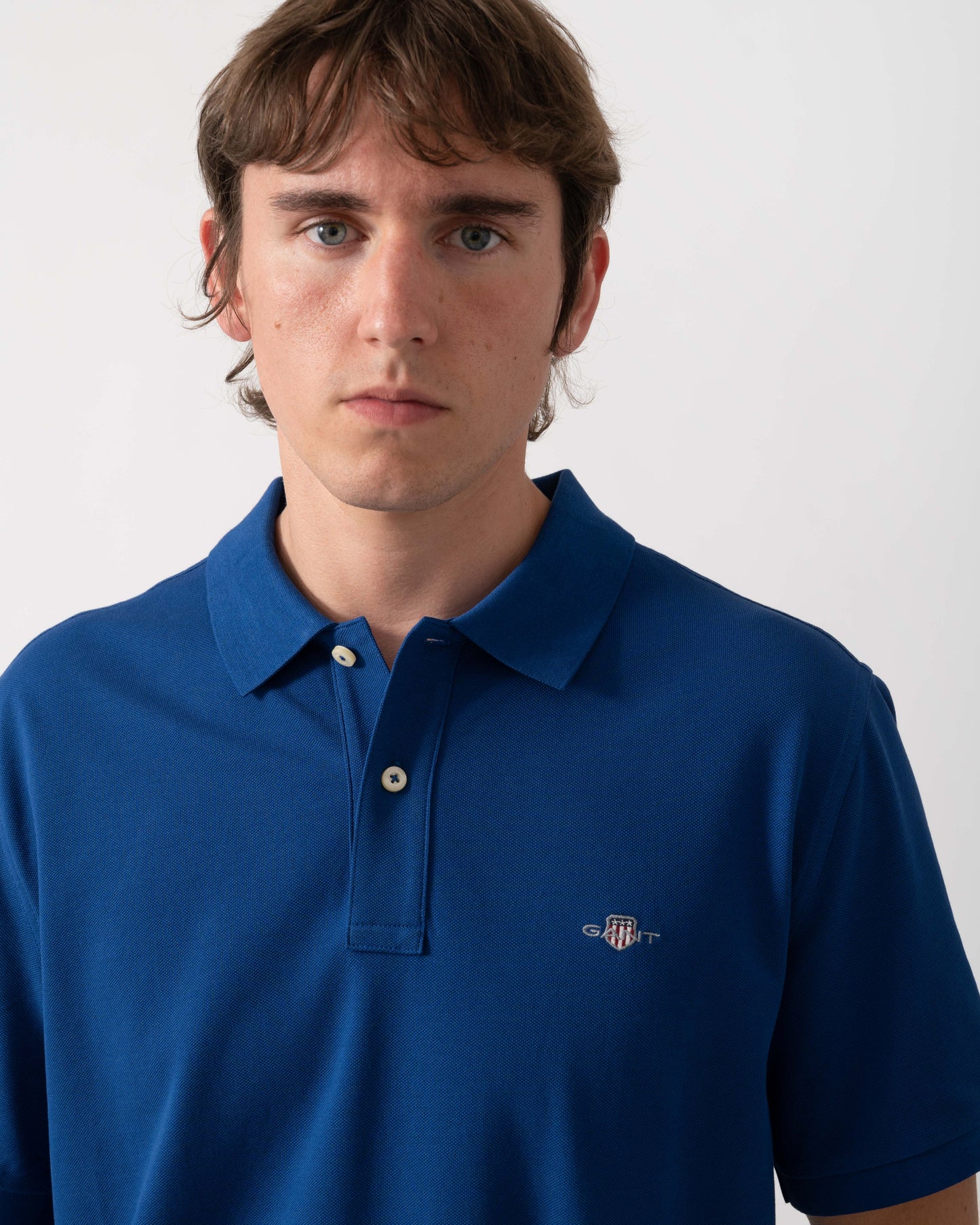 GANT Mens Regular Fit Short Sleeve Shield Logo Pique Polo - 435 Crisp Blue