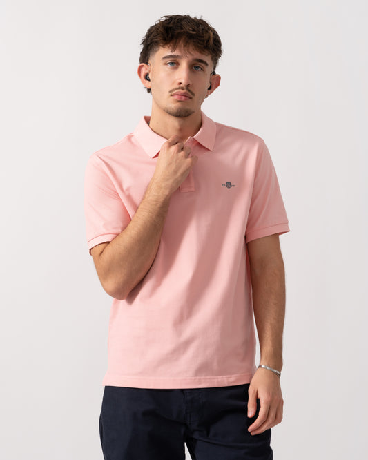 GANT Mens Regular Fit Short Sleeve Shield Logo Pique Polo - 671 Bubbelgum Pink back