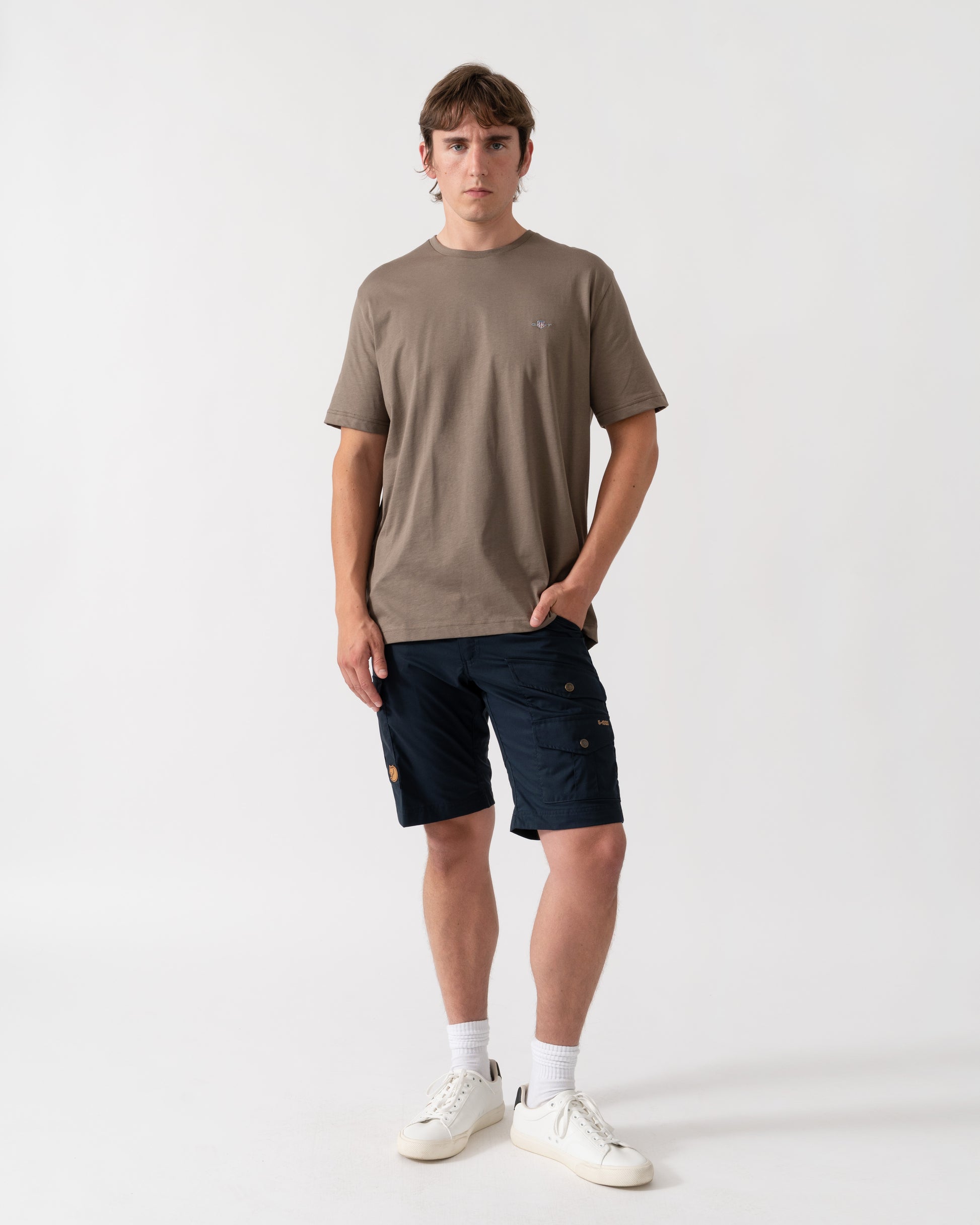 GANT Mens Regular Fit Short Sleeve Shield Logo T-Shirt - 260 Faded Taupe