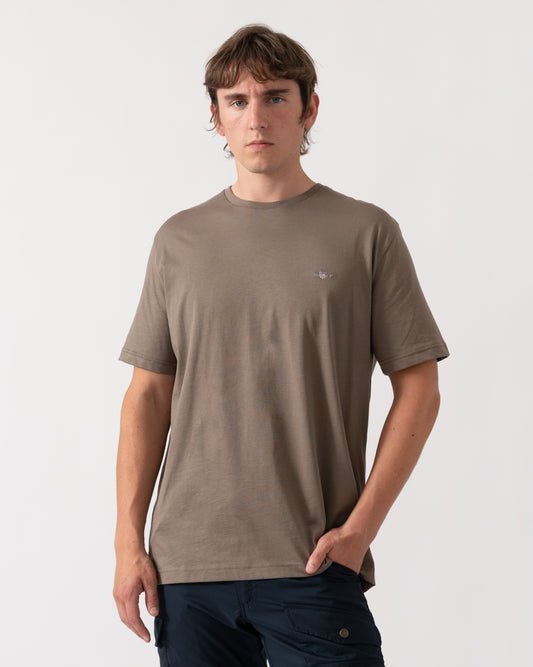 GANT Mens Regular Fit Short Sleeve Shield Logo T-Shirt - 260 Faded Taupe