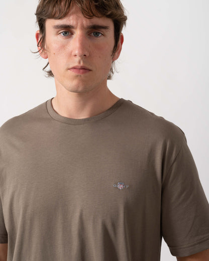 GANT Mens Regular Fit Short Sleeve Shield Logo T-Shirt - 260 Faded Taupe