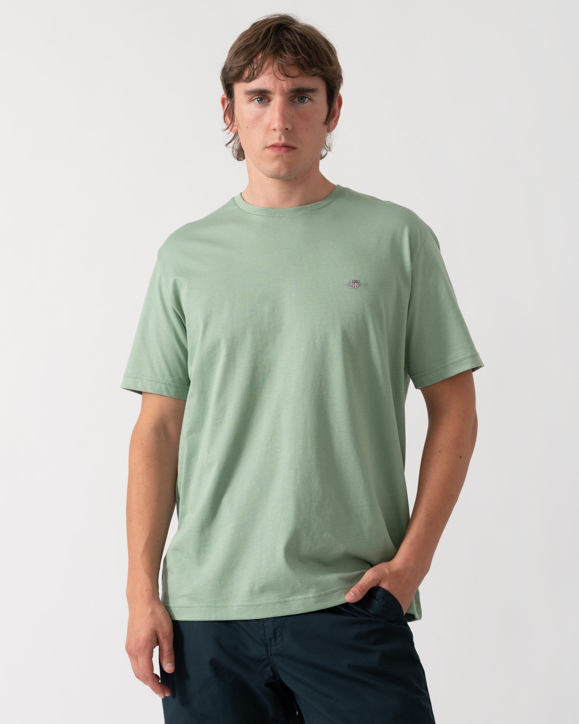 GANT Mens Regular Fit Short Sleeve Shield Logo T-Shirt - 308 Surplus Mint