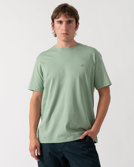 GANT Mens Regular Fit Short Sleeve Shield Logo T-Shirt - 308 Surplus Mint