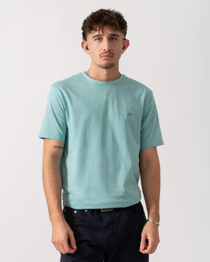 GANT Mens Regular Fit Short Sleeve Shield Logo T-Shirt - 323 Muted Turquoise main