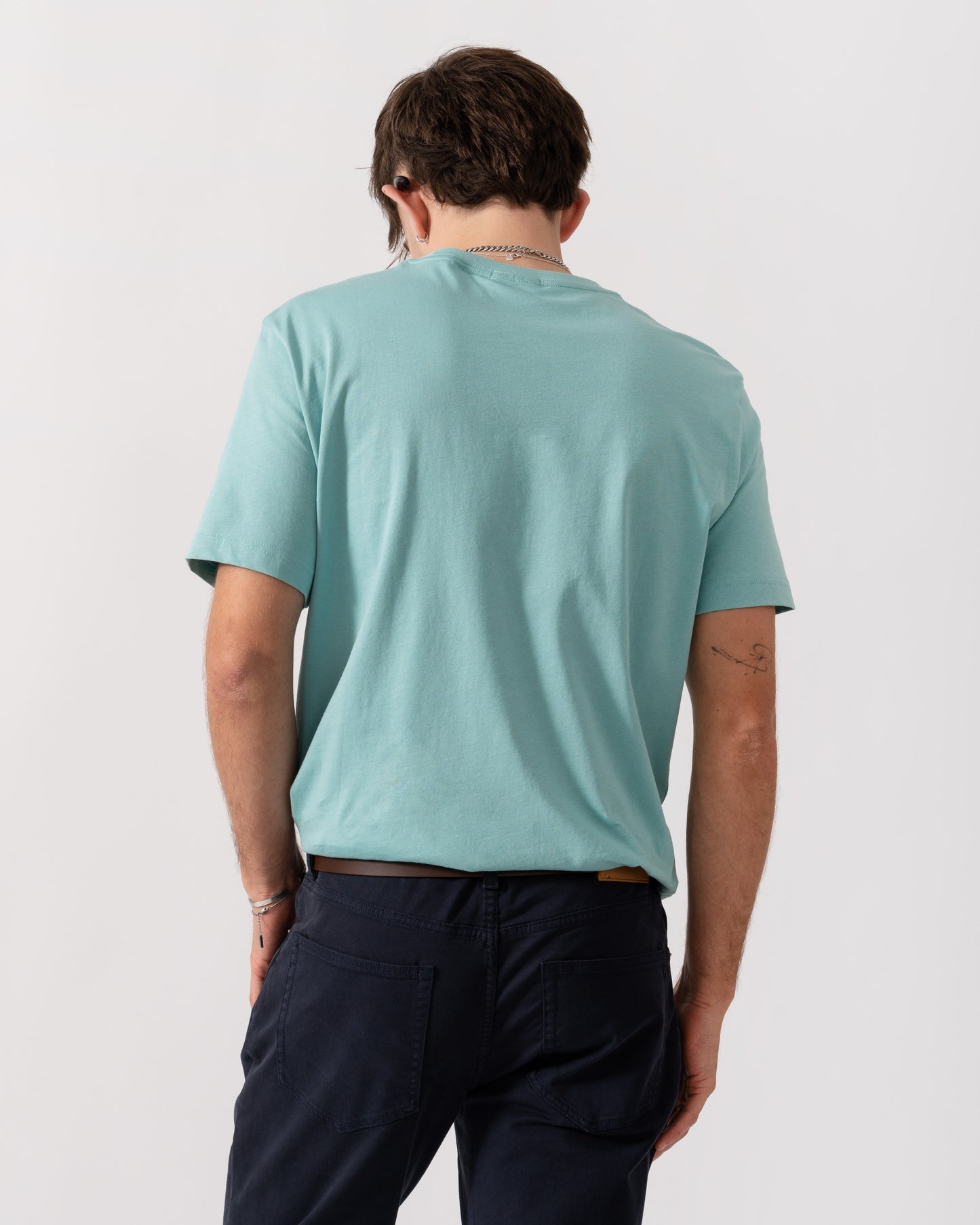 GANT Mens Regular Fit Short Sleeve Shield Logo T-Shirt - 323 Muted Turquoise back