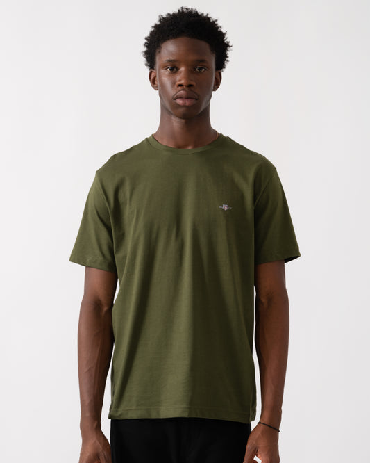 GANT Mens Regular Fit Short Sleeve Shield Logo T-Shirt - 360 Country Green