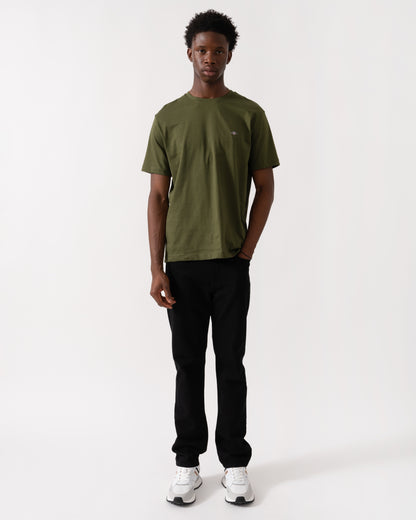 GANT Mens Regular Fit Short Sleeve Shield Logo T-Shirt - 360 Country Green