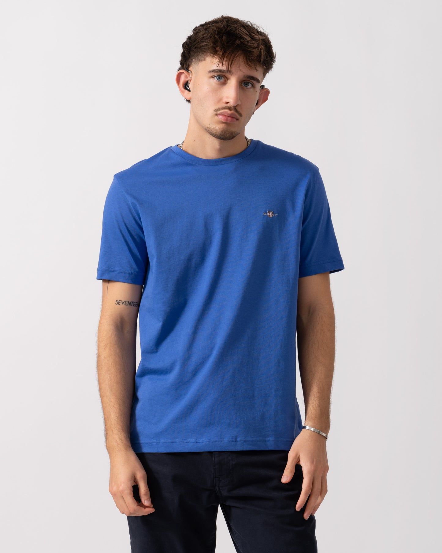 GANT Mens Regular Fit Short Sleeve Shield Logo T-Shirt - 417 Royal Blue main