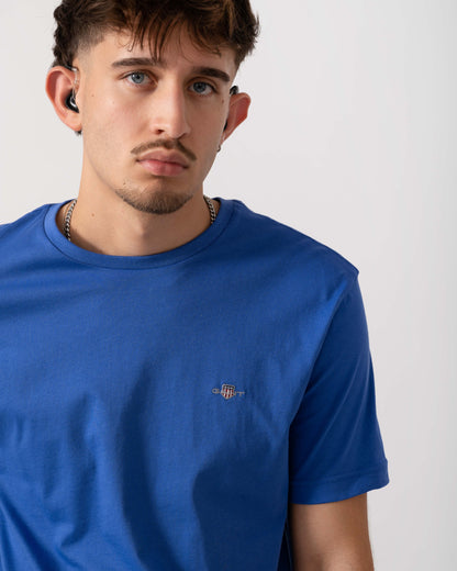 GANT Mens Regular Fit Short Sleeve Shield Logo T-Shirt - 417 Royal Blue detail